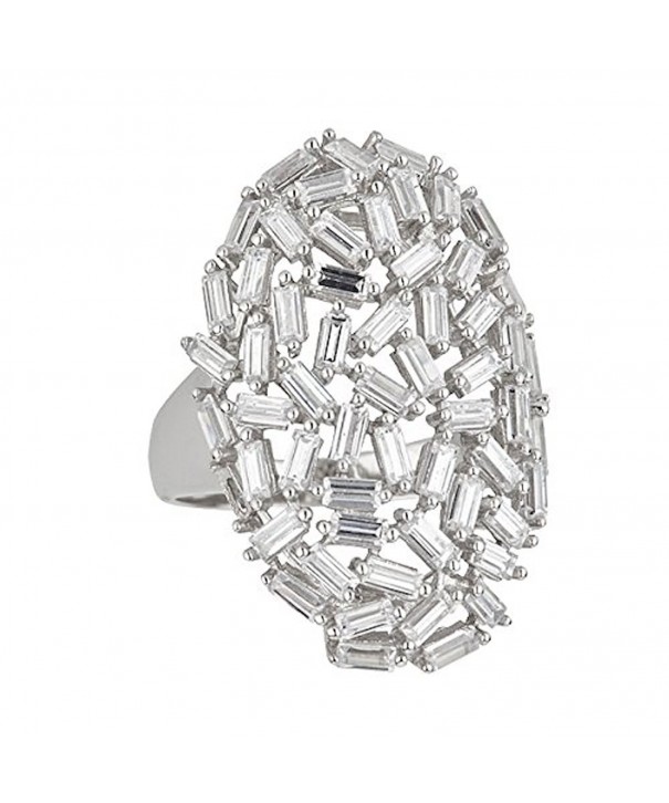 Sterling Rhodium Baguette Cocktail Zirconia