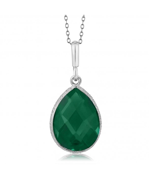 Green 16X12MM Sterling Silver Pendant