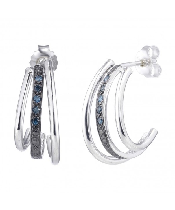 Sterling Silver Blue Diamond Earrings