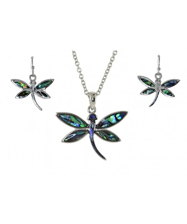 Dragonfly Inspired Abalone Necklace Earrings