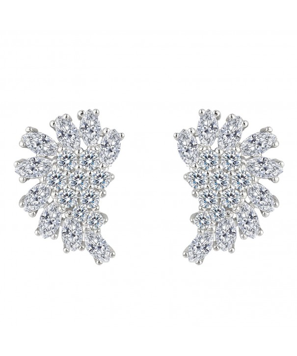 EleQueen Sterling Zirconia Marquise Earrings