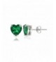 Sterling Silver Created Emerald Earrings