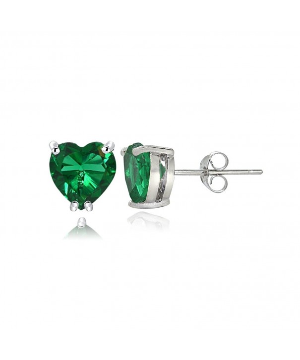 Sterling Silver Created Emerald Earrings