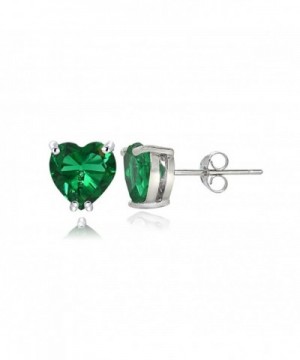 Sterling Silver Created Emerald Earrings