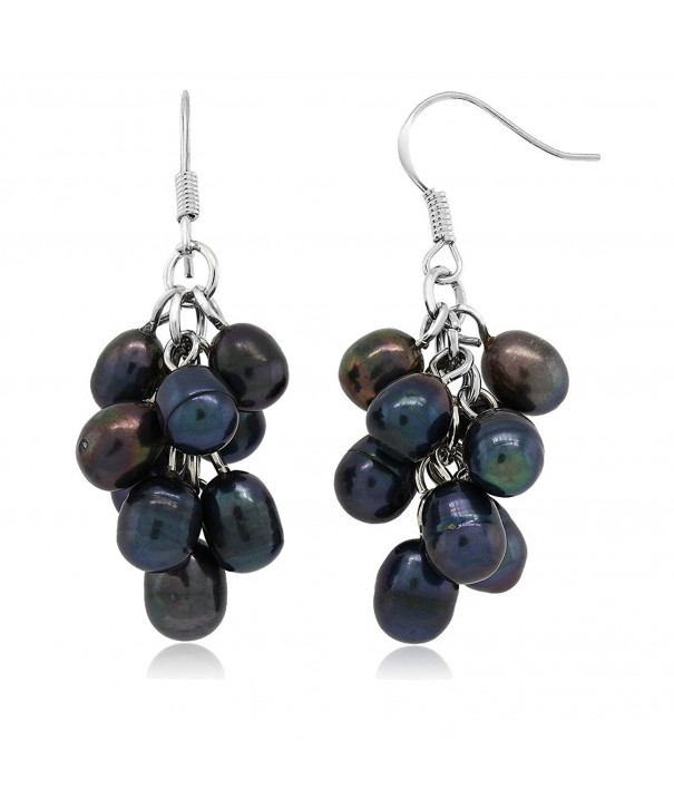 Black Cultured Freshwater Cluster Earrings