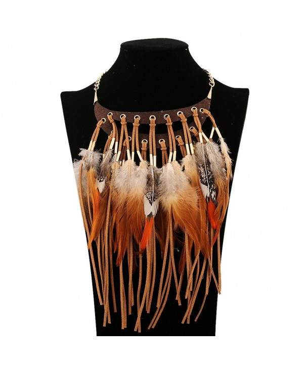 Fashion Feathers Leather Tassels Necklace