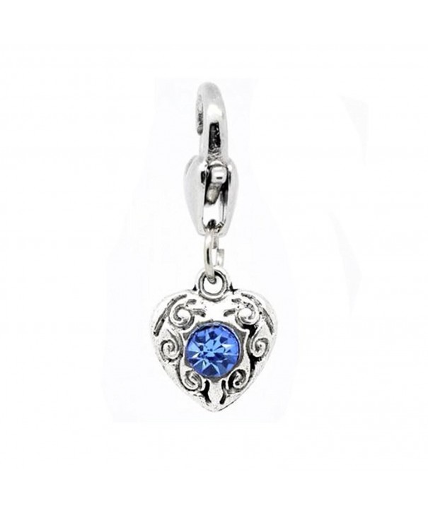 Clip on Birthstone Rhinestone Heart Charms