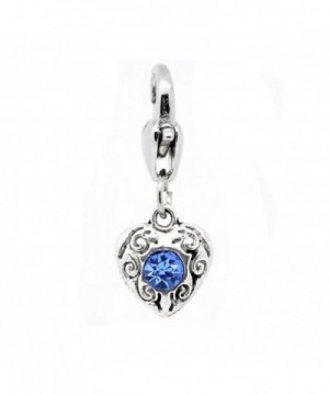 Clip on Birthstone Rhinestone Heart Charms