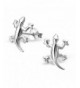 Plain Silver Lizard Earrings Sterling
