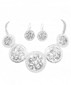 Filigree Statement Necklace Earring Rhinestones