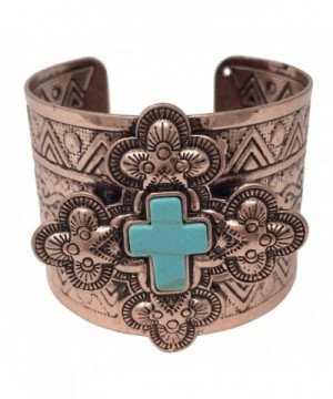 Simulated Turquoise Western Silver Bracelet