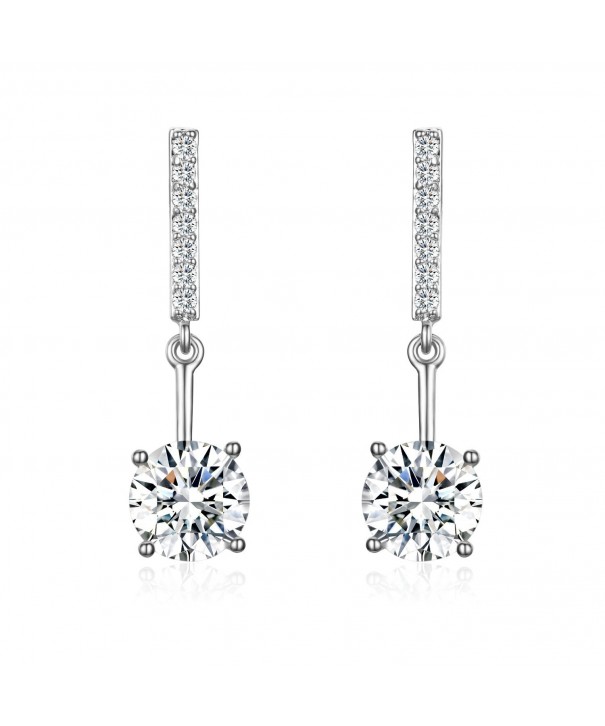 SBLING Platinum Plated Zirconia Earrings 4 25cttw