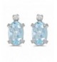 Sterling Silver Aquamarine Diamond Earrings