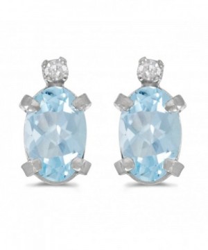 Sterling Silver Aquamarine Diamond Earrings