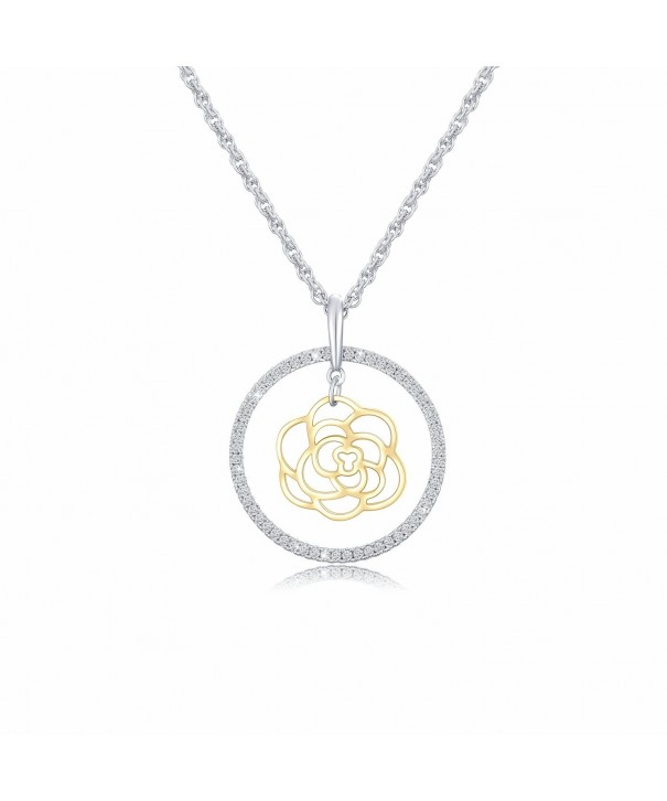 Pendant Necklace Classic Rhodium Zirconia