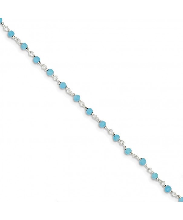Sterling Simulated Turquoise Polished Bracelet