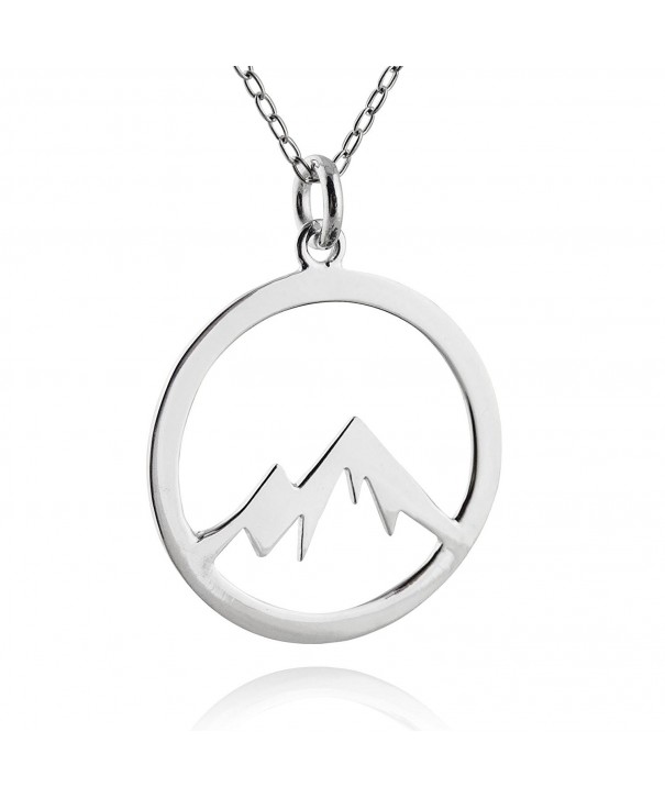 Sterling Silver Snowcapped Mountain Range Peaks Pendant Necklace- 18 ...