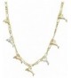 Dolphins Three tone Gold plated Figaro Necklace
