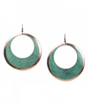 Copper Earrings Circular Green Patina