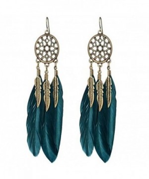 Vintage Bronze Dreamcatcher Feather Earrings