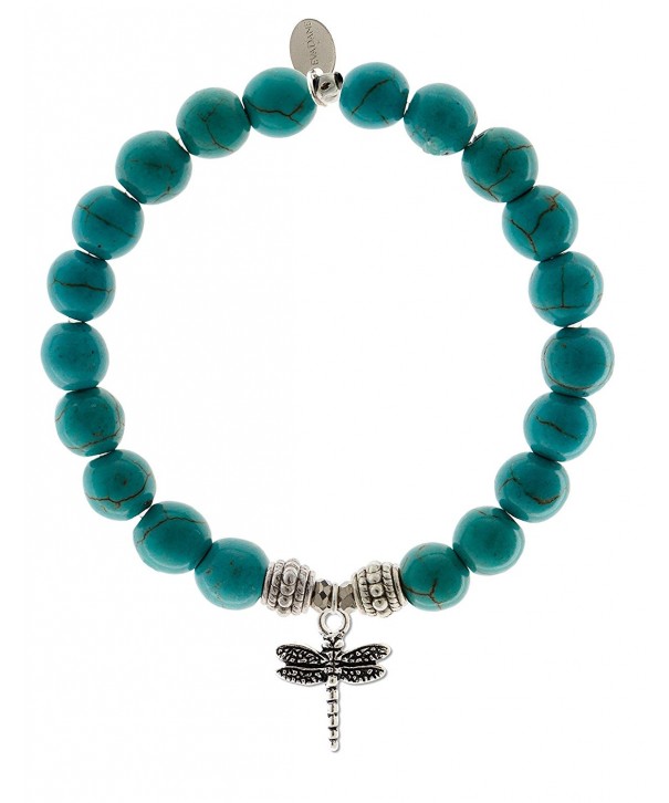 EvaDane Turquoise Gemstone Dragonfly Bracelet