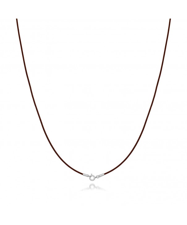 Brown Leather Necklace Choker Silver