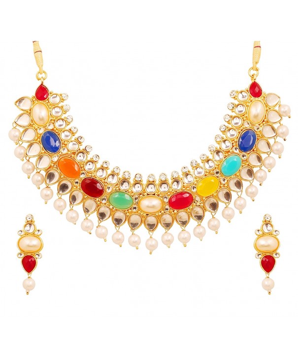 Touchstone bollywood graceful navratan necklace