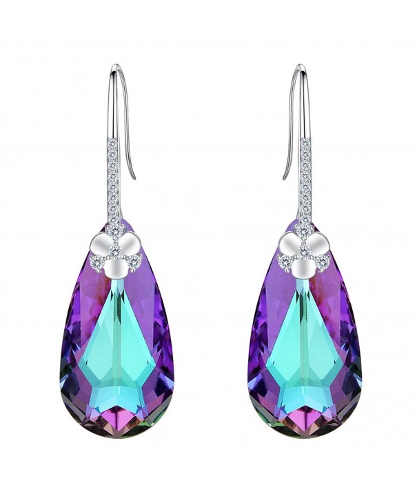 EleQueen Sterling Teardrop Earrings Swarovski