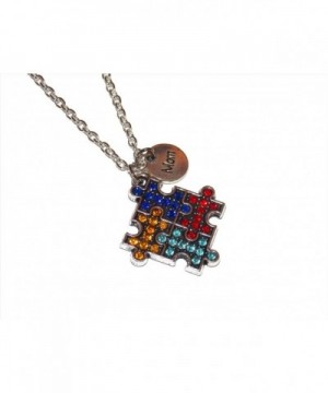 Autism Awareness Studded Puzzle Necklace