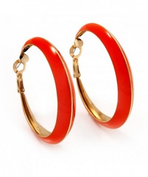 Bright Orange Hoop Earrings Metal