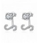 Sterling Zirconia Initial Earrings Alphabet