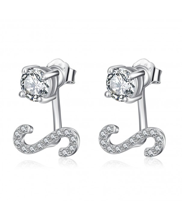 Sterling Zirconia Initial Earrings Alphabet