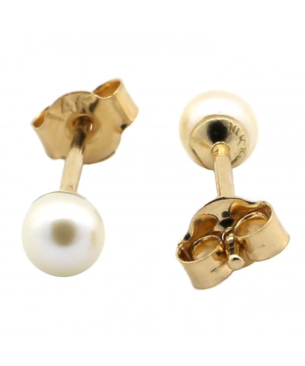 Yellow Genuine White Pearl Earrings