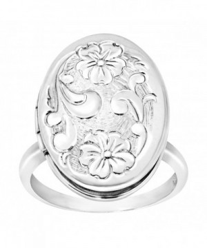 Floral Locket Ring Sterling Silver