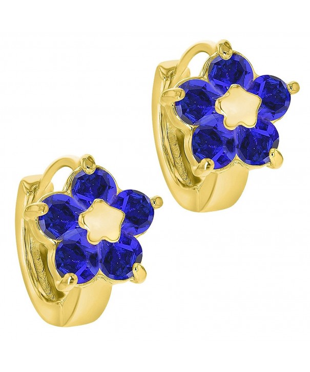 18k Gold Plated Navy Blue Flower Huggie Hoops Teens Womens Earrings ...