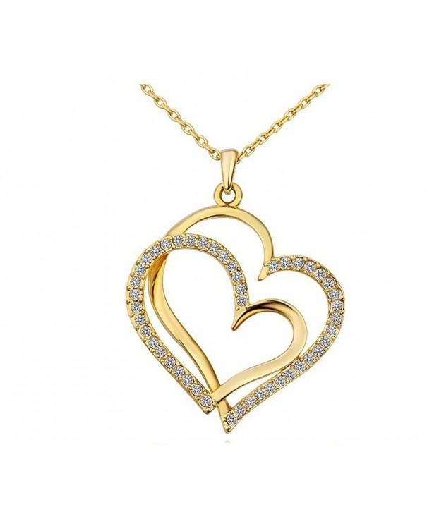 Gold Double Heart Necklace Anniversary