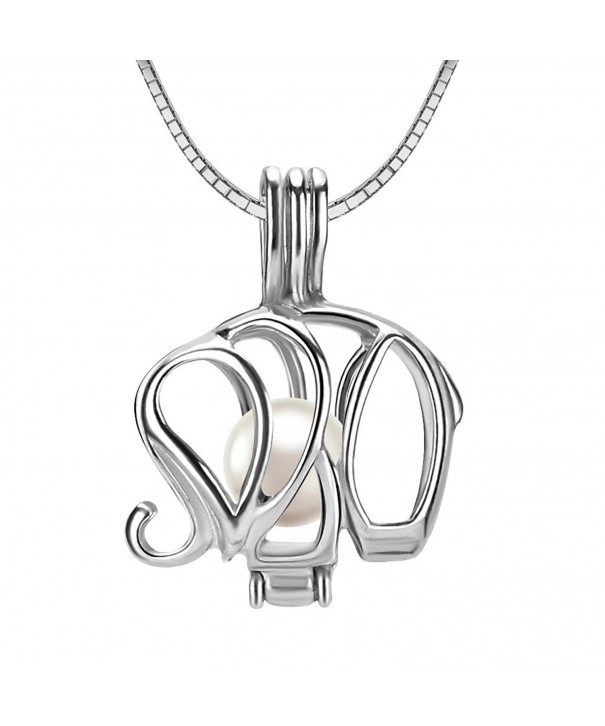 Sterling Elephant Pendant Necklace Cultured