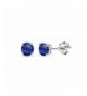 Sterling Sapphire Round Cut Solitaire Earrings