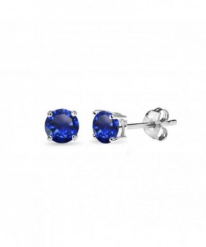 Sterling Sapphire Round Cut Solitaire Earrings