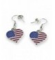 American Patriotic Heart Glitter Earrings