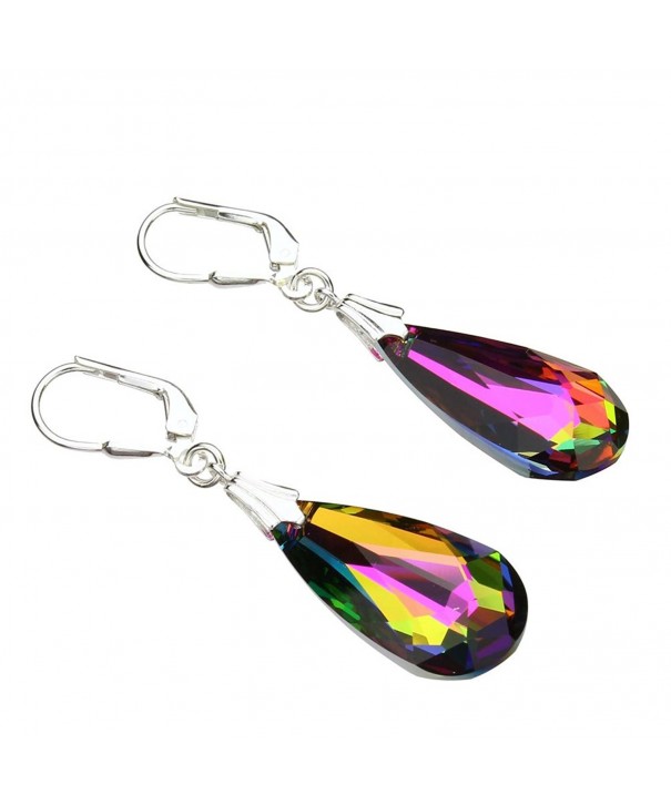 Sterling Leverback Earrings Teardrop Swarovski