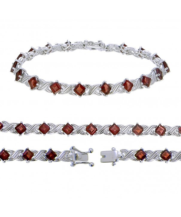 Sterling Silver Garnet Bracelet 3 10