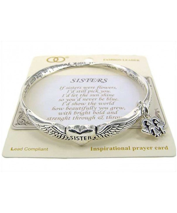 Silver tone Sisters Bangle Bracelet Prayer