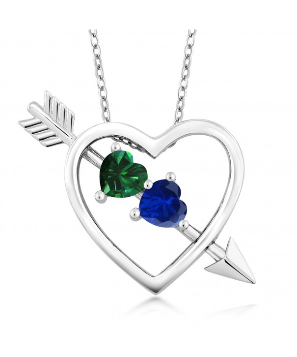 Simulated Emerald Sapphire Silver Pendant