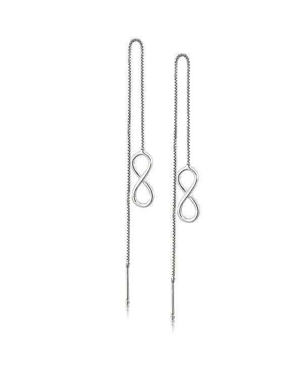 Rhodium Sterling Infinity Threader Earrings