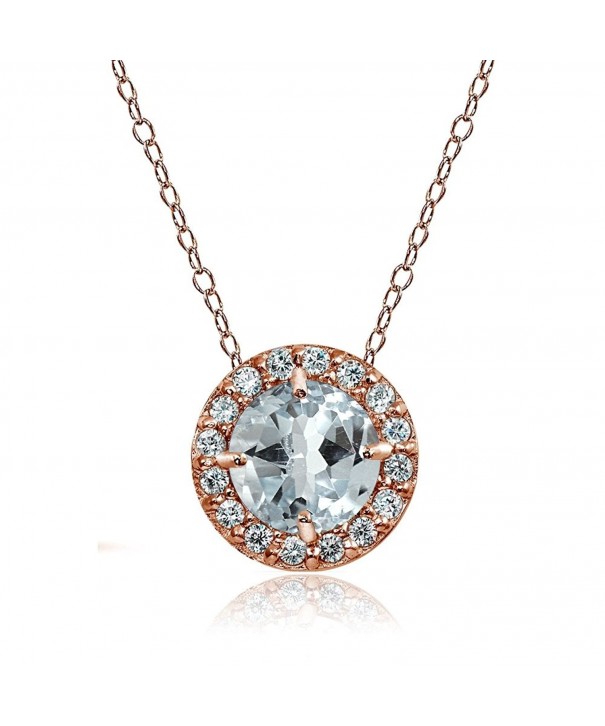 Flashed Sterling Aquamarine Zirconia Necklace