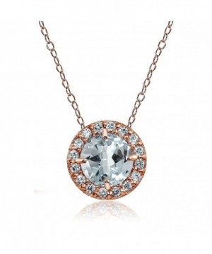 Flashed Sterling Aquamarine Zirconia Necklace