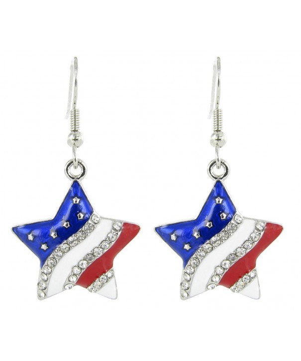 American Flag Patriotic Rhinestone Earrings