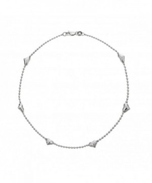 Sterling Silver Station Beaded Anklet