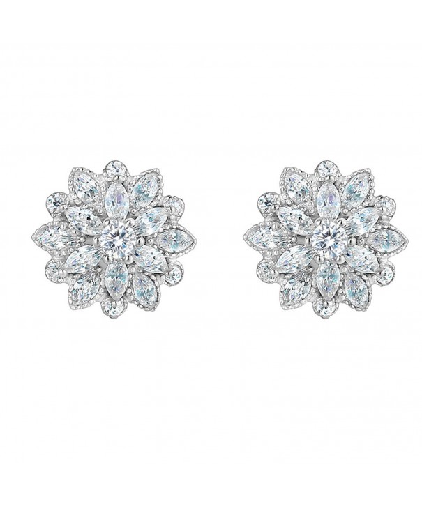 EleQueen Sterling Silver Zirconia Earrings